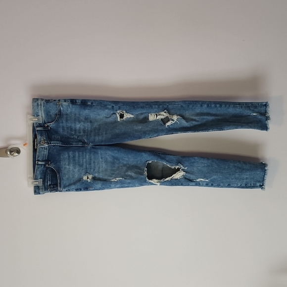 Express 10R Ankle Legging Denim Jeans High Rise Distressed